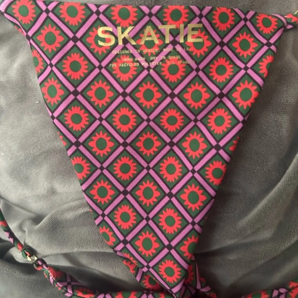 Skatie Pink and Purple Geometric Print Bikini - Picture 3 of 3